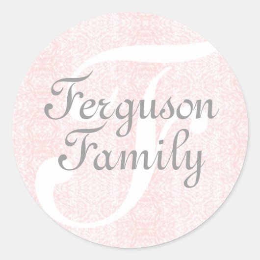 Monogram (roze) gezinstickers ronde sticker (Voorkant)