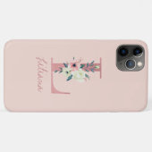 Monogram Roze Glitter Bloem Letter L Lichtroze Case-Mate iPhone Case (Achterkant (horizontaal))