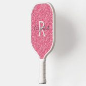 Monogram Roze Glitter Gray Sparkle Trendy Glam Pickleball Paddle (Links)