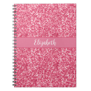 Monogram Roze Glitter Grijs Trendy Glam Bling Notitieboek