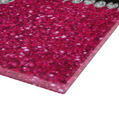 Monogram roze glitter neon roze luipaard snijplank (Hoek)