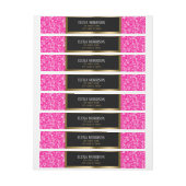 Monogram Roze Glitter Omwikkelbaar Adreslabel (Vel)