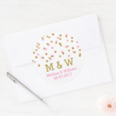 Monogram Roze Goud Confetti bruiloft gunst Labels (Envelop)