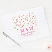 Monogram Roze Goud Confetti bruiloft gunst Labels (Envelop)