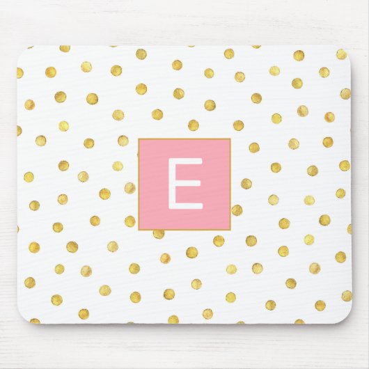Monogram roze goud Folie Dot Pattern Girly Muismat (Voorkant)