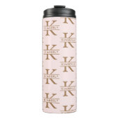 Monogram Roze Goud Modern Minimalistisch Stijlvol Thermosbeker (Voorkant)