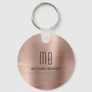 Monogram Roze Goud Nep Geborsteld Metaal Sleutelhanger