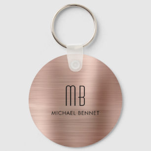 Monogram Roze Goud Nep Geborsteld Metaal Sleutelhanger