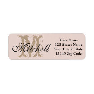 Monogram roze goud retouradreslabels etiket