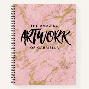 Monogram roze goudmarmer notitieboek