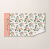 Monogram Roze Grijs Bloem Bloemen Rozen Cadeau Bad Handdoek (Handdoek)