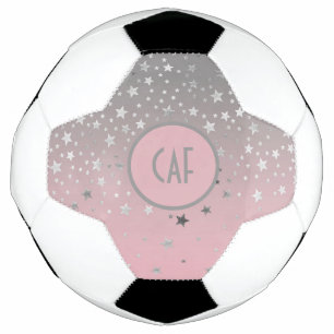 Monogram Roze Grijze Sterren Ombre Trendy Chic Voetbal