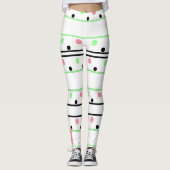 Monogram Roze Groen Zwart Polka Dots Leggings (Voorkant)