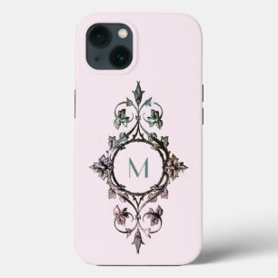Monogram Roze Groene Bloei Chic Sierlijk Meisjesac iPhone 13 Hoesje