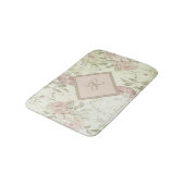 Monogram Roze Groene Floral Shabby Chic Pink Rose Badmat (Gekanteld)