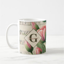 Monogram Roze & Groene Tulpen Bladmuziek