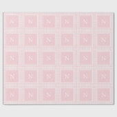 Monogram Roze Houndstooth Cadeaupapier (Vlak)