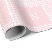 Monogram Roze Houndstooth Cadeaupapier (Rol Hoek)