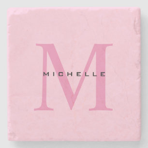 Monogram Roze Jouw naam Speciaal geschenk Geliefde Stenen Onderzetter
