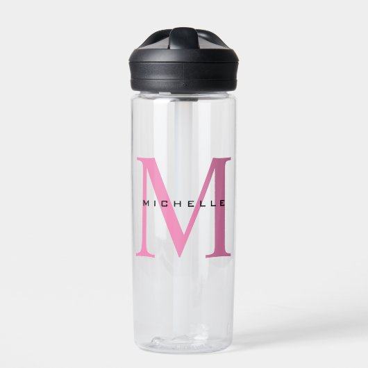Monogram Roze Jouw naam Speciaal geschenk Geliefde Waterfles (Voorkant)