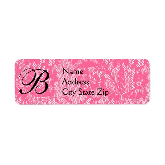 Monogram roze kant etiket (Voorkant)