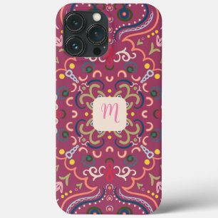 Monogram Roze & Kleurrijk iPhone 13 Pro Max Hoesje