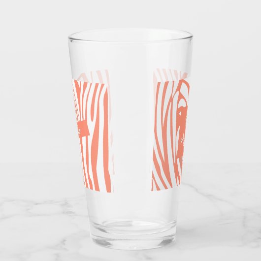 Monogram roze koraal gestreept Zebra Pattern Trend Glas (Links)
