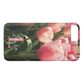 Monogram Roze Koraaltulpen Case-Mate iPhone Case (Achterkant (Horizontaal))
