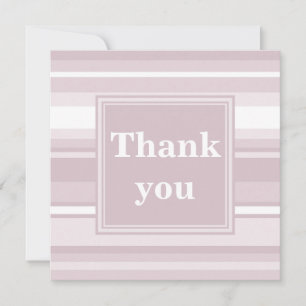 Monogram roze kwarts strepen bedankkaart