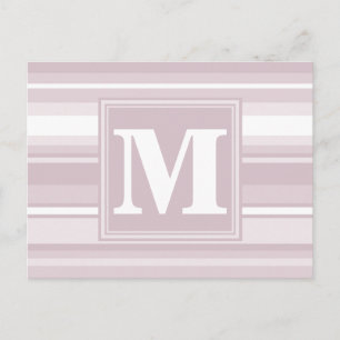 Monogram roze kwarts strepen briefkaart