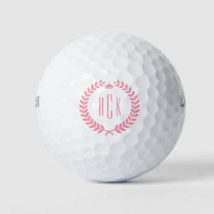 Monogram Roze Laurel Wreath Golf Balls Golfballen