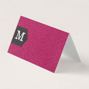 Monogram Roze leder en pleister Visitekaartjes