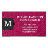 Monogram | Roze leer en patch Magnetisch Visitekaartje (Voorkant)