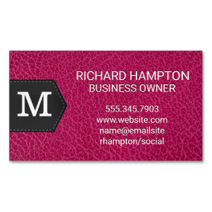 Monogram Roze leer en patch Magnetisch Visitekaartje