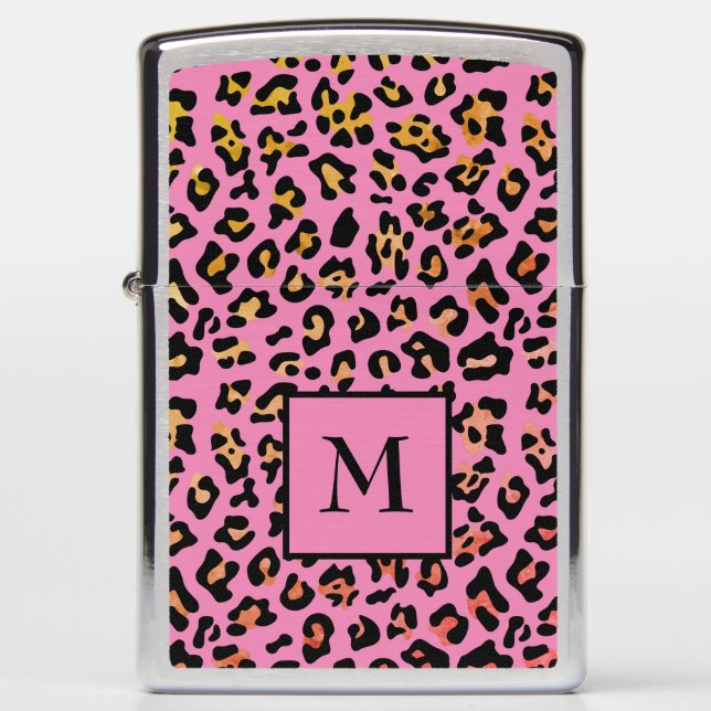 Monogram Roze Leopard Animal Print (Voorkant)