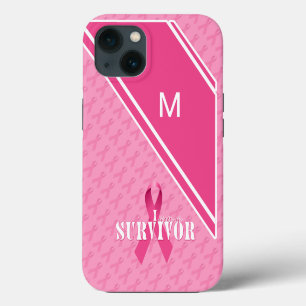 Monogram Roze Lint Borstkanker Overlevende iPhone 13 Hoesje