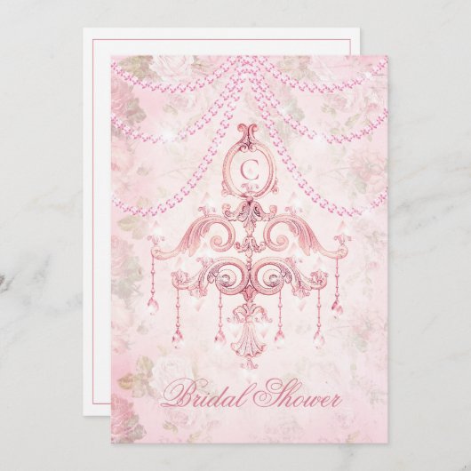 Monogram Roze Luchters Vrijgezellenfeest Kaart (Voorkant / Achterkant)
