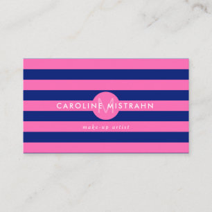 Monogram Roze Marineblauw Visagist Professioneel Visitekaartje