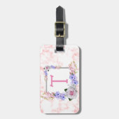 Monogram Roze Marmer Bagagelabel (Voorkant verticaal)