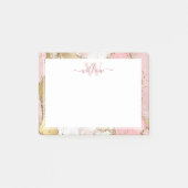 Monogram Roze marmer Gold Foil Grafisch Post-it® Notes (Voorkant)