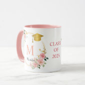 Monogram Roze Meisjes Afstuderen Mok (Voorkant links)