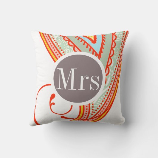 Monogram roze Mint Taupe Modern Pattern Pillow Kussen (Achterkant)