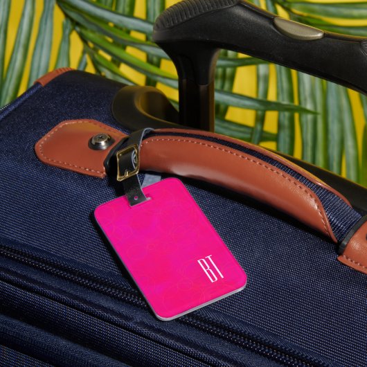 Monogram Roze Modern Abstract Bagagelabel (Voorkant Insitu 1)