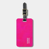 Monogram Roze Modern Abstract Bagagelabel (Voorkant verticaal)