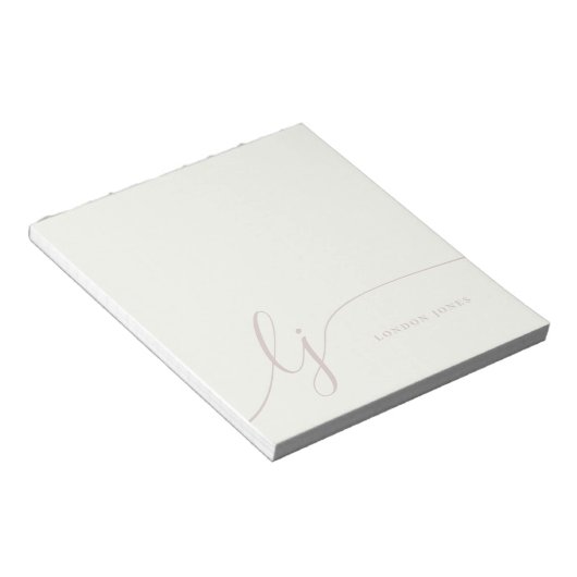 Monogram Roze Modern Minimaal Vrouwelijk Roos Ivoo Notitieblok (Schuin)