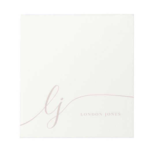 Monogram Roze Modern Minimaal Vrouwelijk Roos Ivoo Notitieblok (Voorkant)