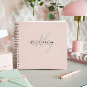 Monogram Roze Modern Minimalistisch Vrouwelijk Notitieboek