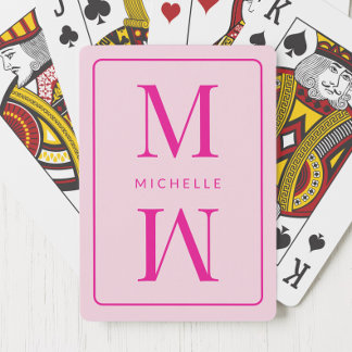 Monogram Roze Moderne Initiële Girly Chic Eenvoudi Pokerkaarten