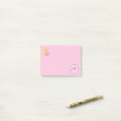 Monogram Roze N Post-it® Notes (Op bureau)