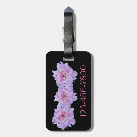 Monogram roze Paarse pony's Black Retro Bagagelabel (Achterkant verticaal)